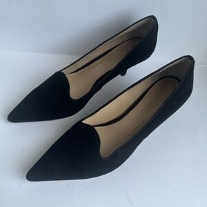 Elizabeth And James Black Suede Women's Pointed Toe Heels Cutout Shoes 8M